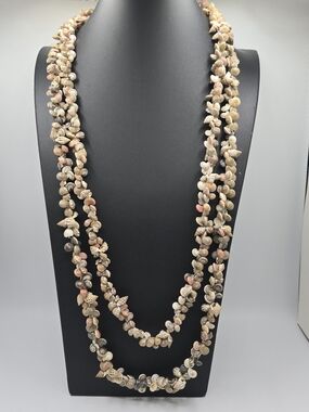 2 Vintage Natural Seashell Necklaces Tiny Shell Cluster Boho Beach Jewelry
